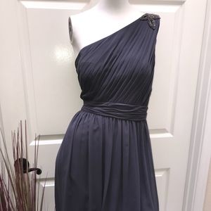 Chiffon One Shoulder Dress Grey Size 10